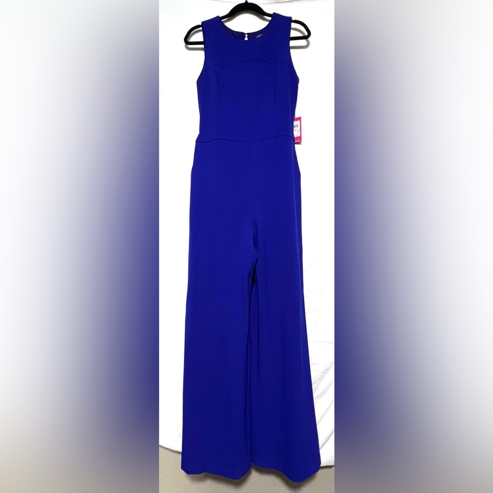 NWT Vince Camuto Royal Blue Sleeveless Wide Leg Scoop Neck Jumpsuit Pantsuit - Picture 2 of 11